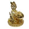 Makhan Krishna Idol for Home Decor  Small Statue for Office Desk | Makhan Chor Idol | Bala Krishna Idol for Puja (4 X 3, Fantasy, Gold)