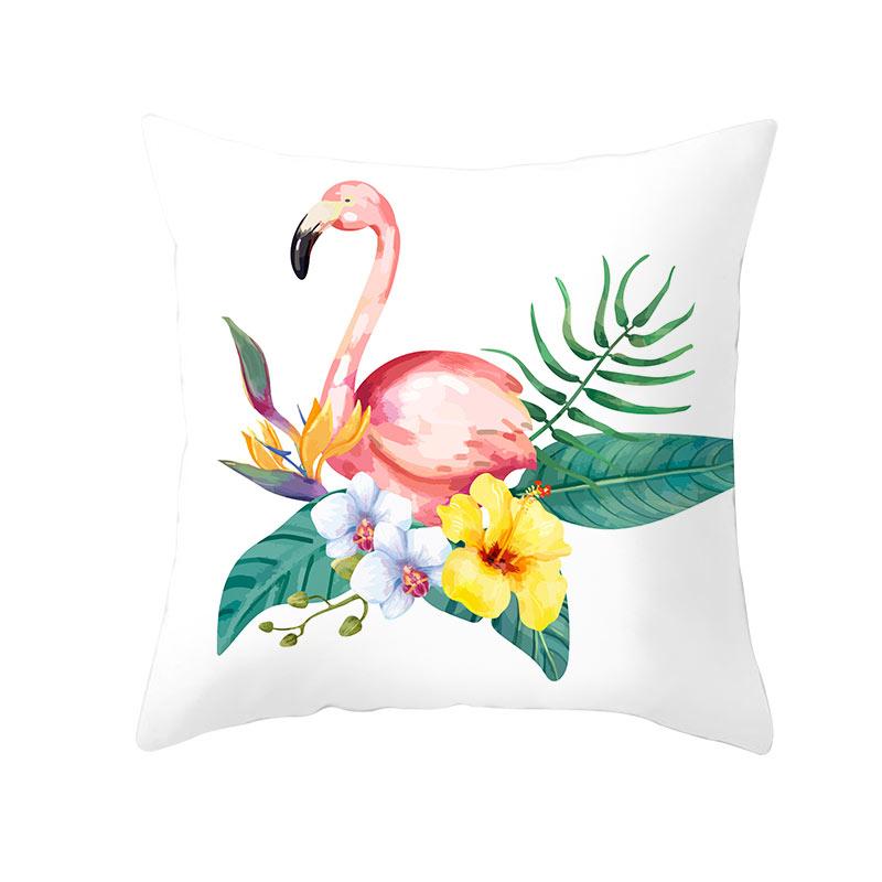Summer Tropical Plant Flamingo Decorative Pillowcase Green Leaf Pillowcase Flamingo Pillowcase