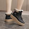 Autumn and Winter Korean Version Velvet Women's Shoes with Mid Top Color Blocking To Increase Warmth, High Cotton Shoes for Casual Snow Boots