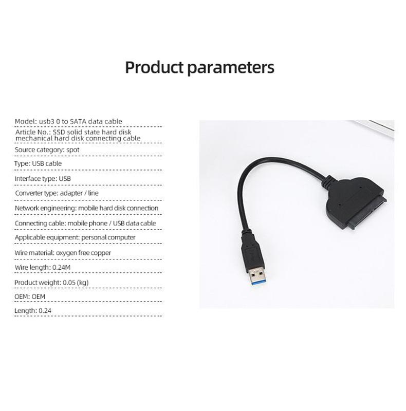 30cm SATA to USB 3.0 Adapter Cable For 2.5 inch Hard Drive SSD/HDD Data Transfer External Hard Disk Drive Converter Support UASP