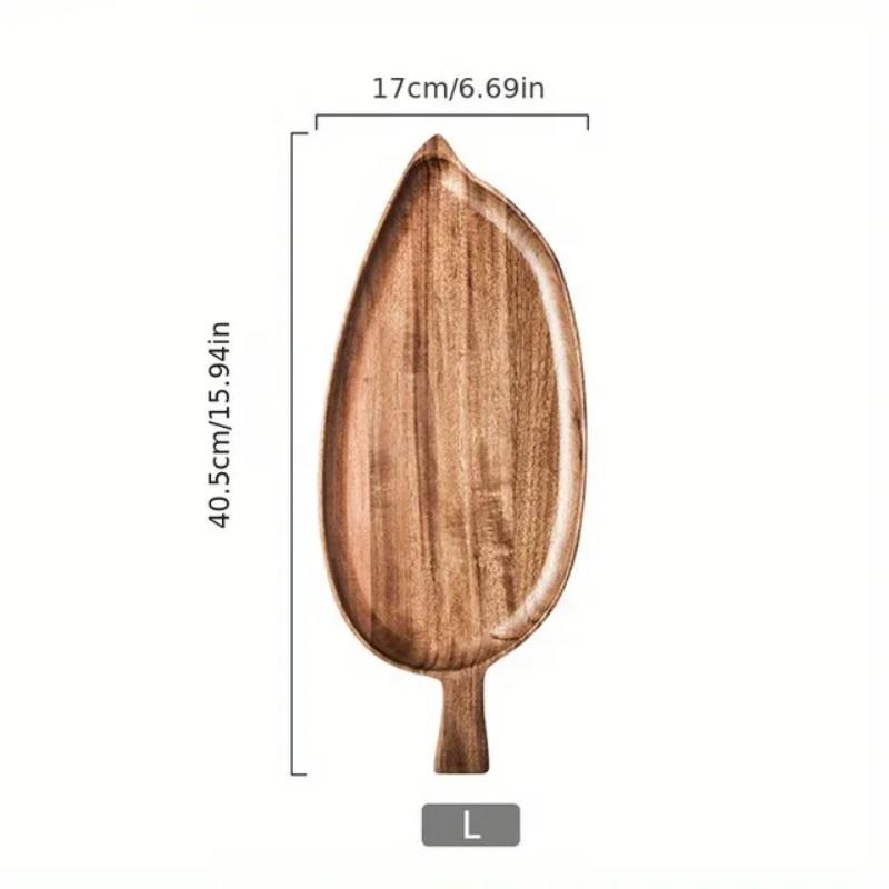 Japanesestyle High-looking Wooden Tray Afternoon Tea Snack Sushi Plating Leaf-shaped Plate Acacia Wood Tea Tray Dining Accessory