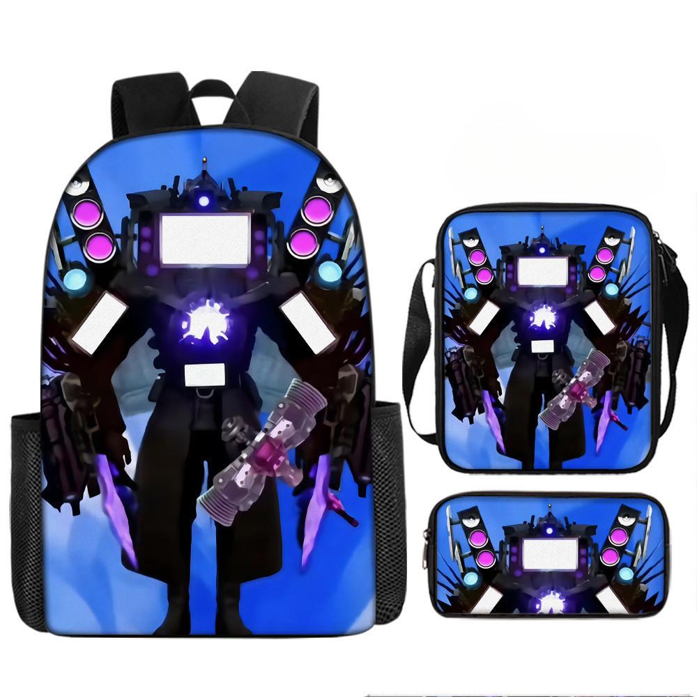 Cartoon Skibidi Toilet Printed Backpack Child Schoolbag Shoulder Bag Pencil Bag