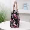 Large Capacity Casual Handbag Zipper Canvas Lunch Bag Portable Floral Print Tote Bag  Picnic