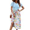 Women's Casual Cute Pattern Print Round Neck Midi Dress Basic Classic Outdoor Everyday Short Sleeve Loose Dress