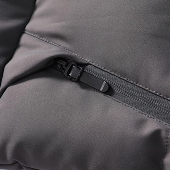 Men Down Jacket Hooded Drawstring Long Sleeve Zipper Closure Jacket Solid Color Two Side Pockets Windproof