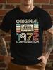 ORIGINAL 1972 LIMITED EDITION Men'S Casual T-Shirt, Geometric Pattern, Polyester, Crew Neck, Short Sleeve, Slight Stretch, Summer Tee, Regular Fit, fo