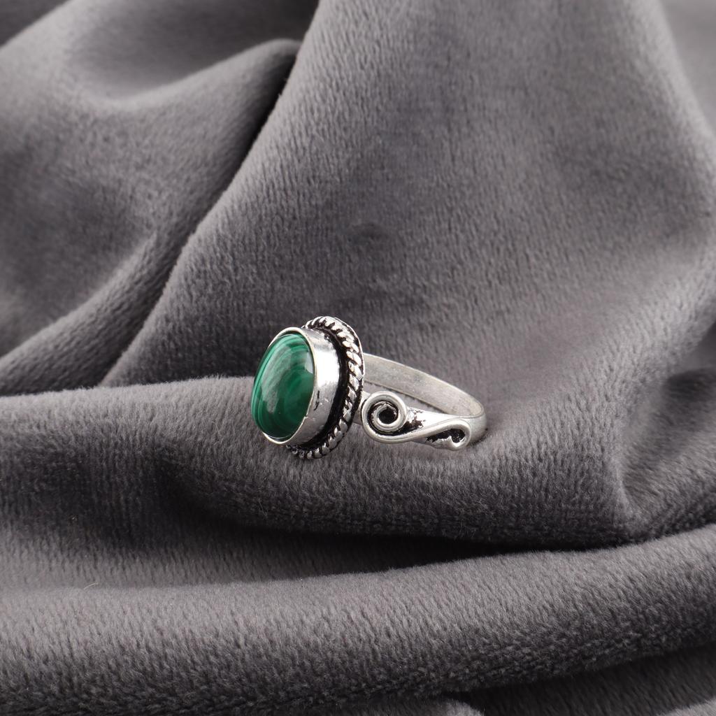 Malachite Gemstone Ring Jewelry, 925 Solid Sterling Silver Ring Jewelry, Handmade Artisan Jewelry For Wedding Gift