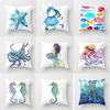Ocean Mermaid Pattern Polyester Pillow Cover Sofa Office Car Cushion Cover Warm