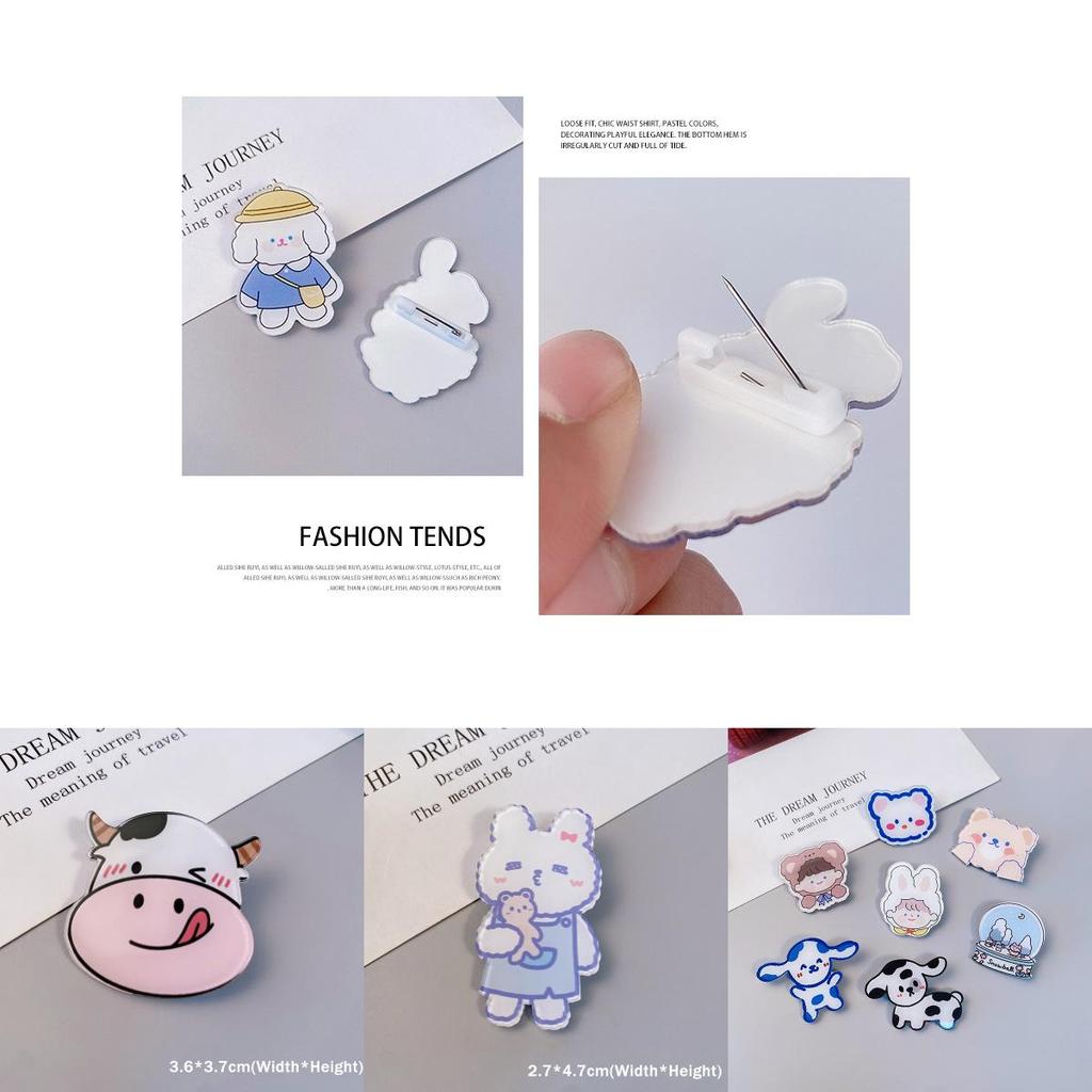 Очаровательные мультяшные броши в виде собаки, кролика и коровы для украшения рюкзака и сумки