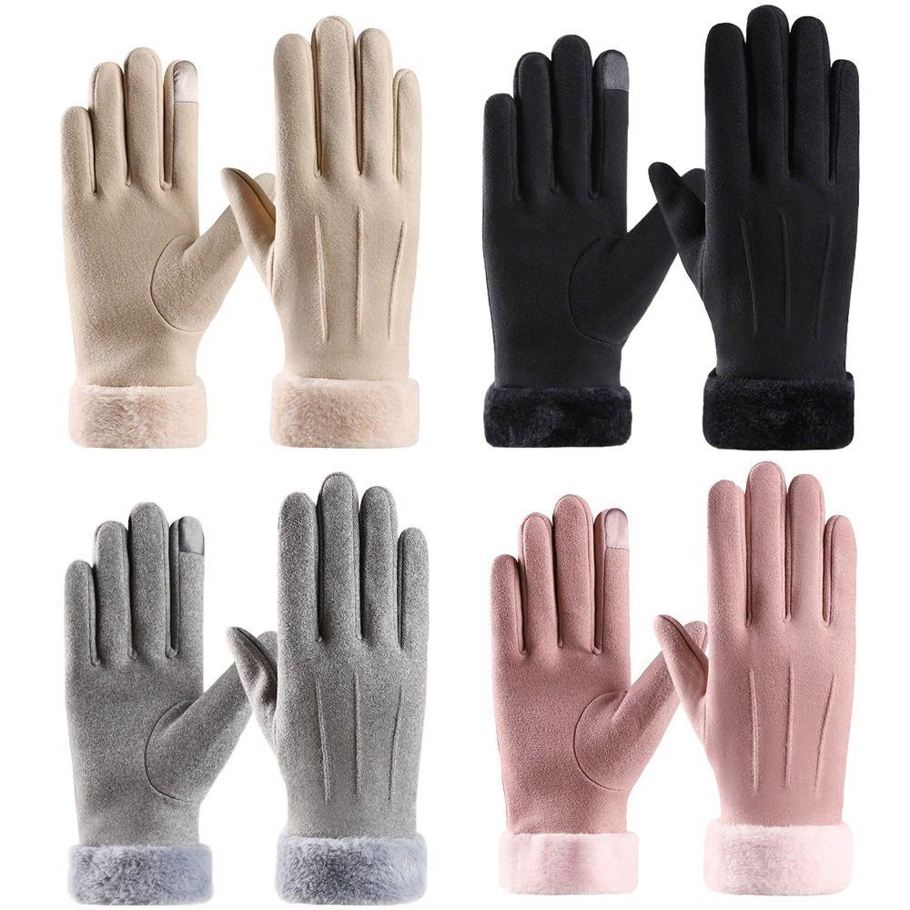 Thick Plush Gloves Outdoor Guantes Fashion Touchscreen Gloves Lady