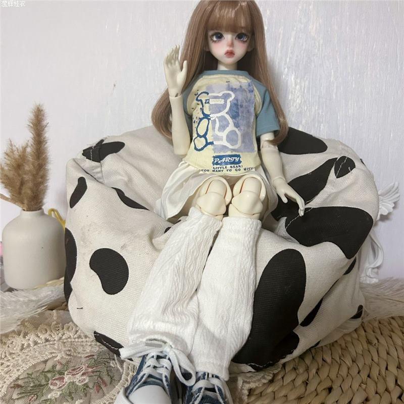 BJD 1/4 Doll Clothes Set Short Sleeve Top Sweatshirt Pleated Skirt 46cm Outfit