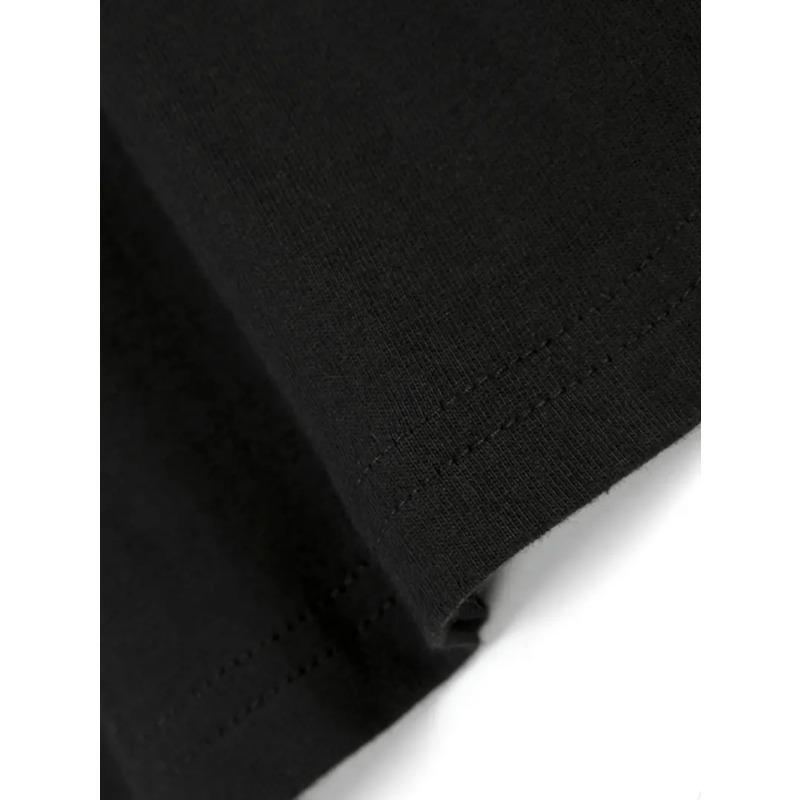 Европейские размеры Мужская ретро-футболка с узором "Музыка и природа" | Дизайн: Черная акустическая гитара и закат над озером, Свободный крой, Короткий рукав, Круглый вырез