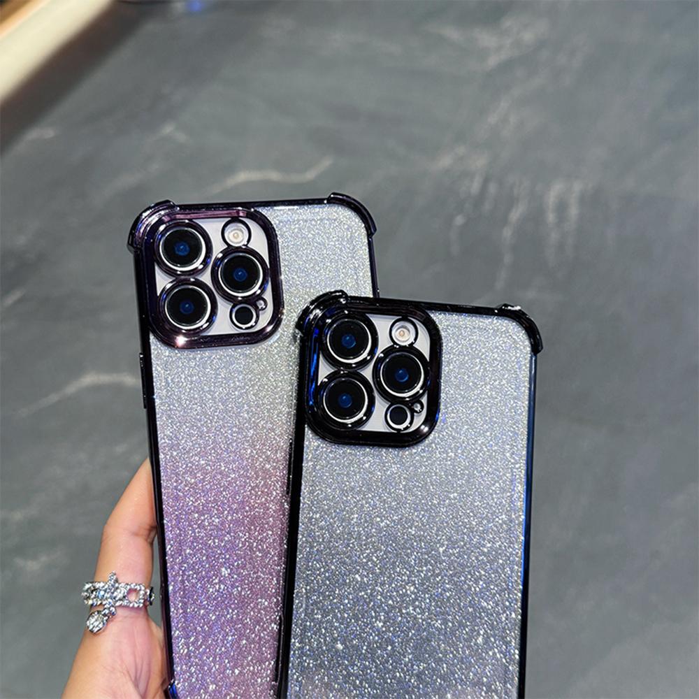 Роскошный градиентный блестящий противоударный чехол для телефона Samsung S25 Ultra iPhone 16 Pro Xiaomi Redmi Note12 itel Углы усиленные задняя крышка