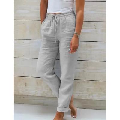 Весенние Хлопковые Женские Длинные Брюки Черные Карманы Шнуровка Свободные Брюки Женские Новые Повседневные Офисные Модные Элегантные Женские Брюки