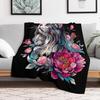 1PC Boho Cute Cat Flower pattern Throw Thin Fashion Blanket Pop arts Gifts for Couch Bed Car Home for Flowers Leaf Lovers all season use