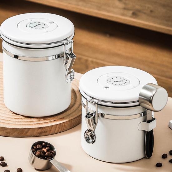 1 комплект, герметичная банка из нержавеющей стали, 1200/1500/1800 мл, односторонний клапан CO2, практичная герметичная банка для кофе, чайные листья с крышкой