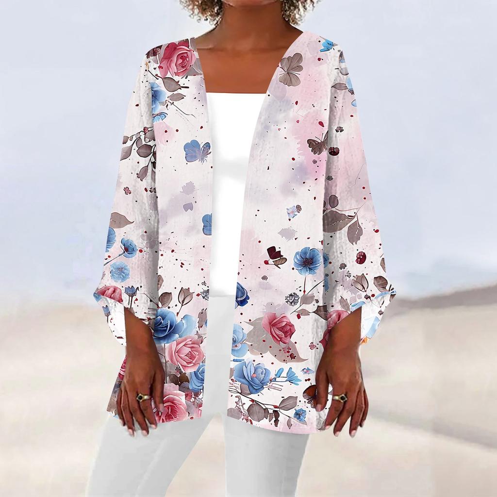 Женская повседневная модная легкая куртка средней длины с принтом, кардиган