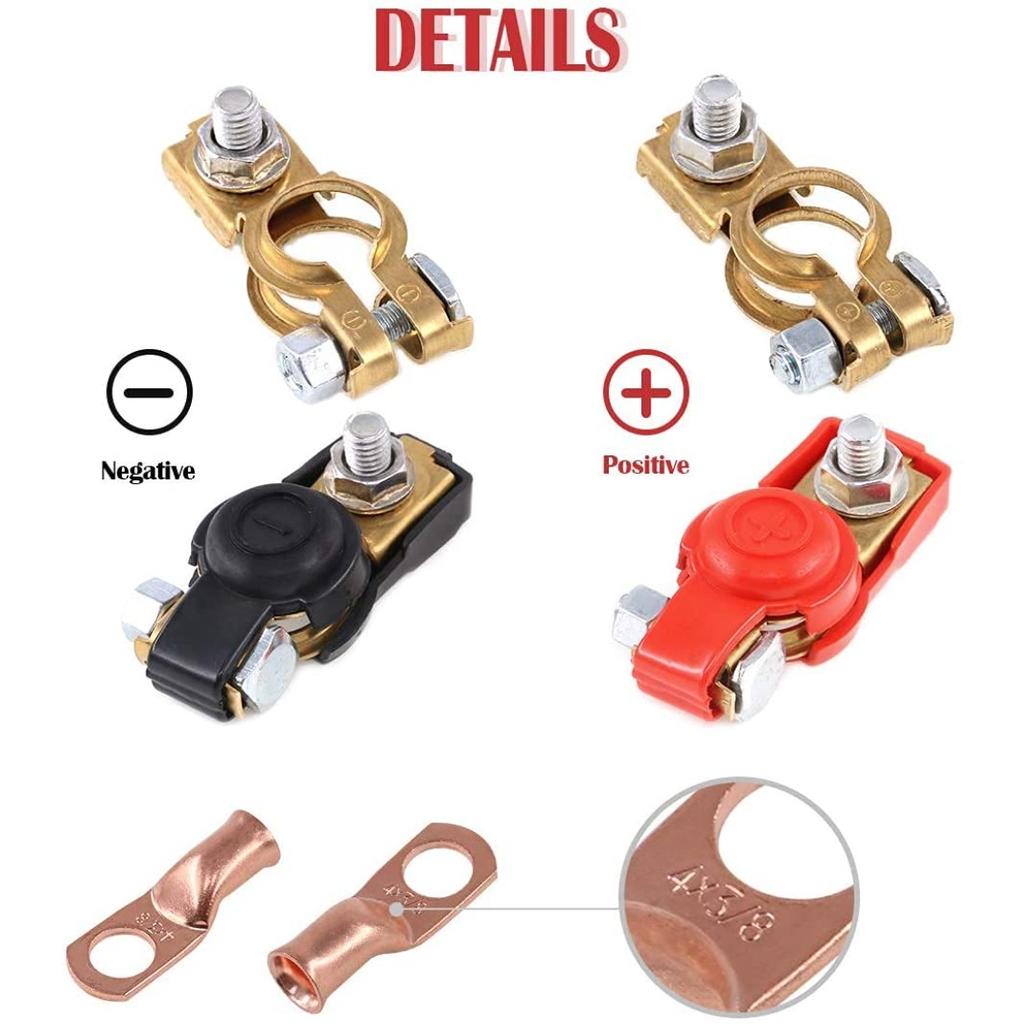4 шт., клеммы для быстрой разрядки аккумулятора, отрицательные и положительные медные пластины, зажимы для автомобильного аккумулятора, 12 В/24 В/48 В для лодок, грузовиков, фургонов