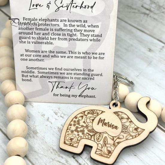 Деревянный брелок в виде слона для сестричества, женский брелок в виде слона для племени, рюкзак, сумочка, подвесное украшение, кулон, подарок на день дружбы