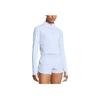 Under Armour Футболка Launch Elite Running Slim Fit Short Stand воротник Long Sleeve реглан Футболка женская Топы Cloud-Blue 1386338-464