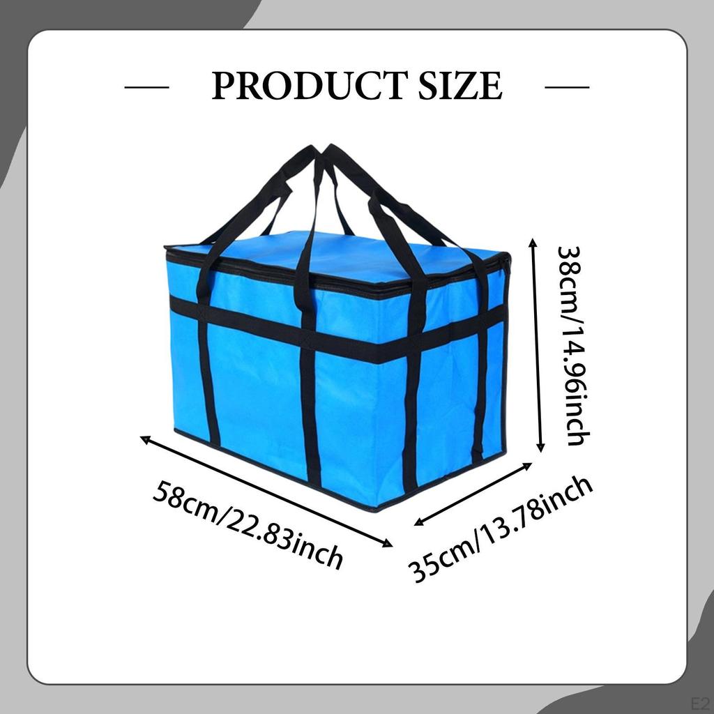 Insulated Food Delivery Bag Lightweight Pizza Warmer Camping Travel Shopping blue