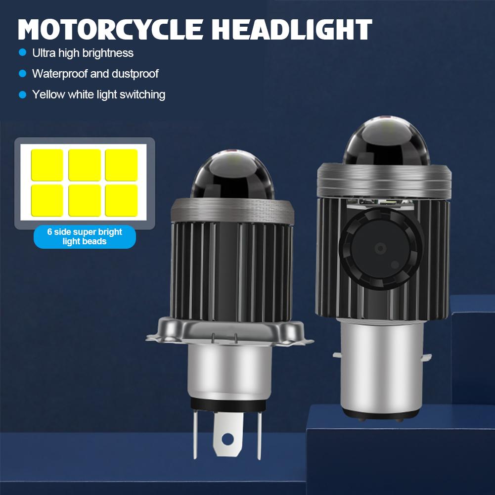 Motorcycle LED Headlight with Cooling Fun H4 BA20D High Low Beam Scooter Motorbike Headlamp Super Bright Light Front Lamp