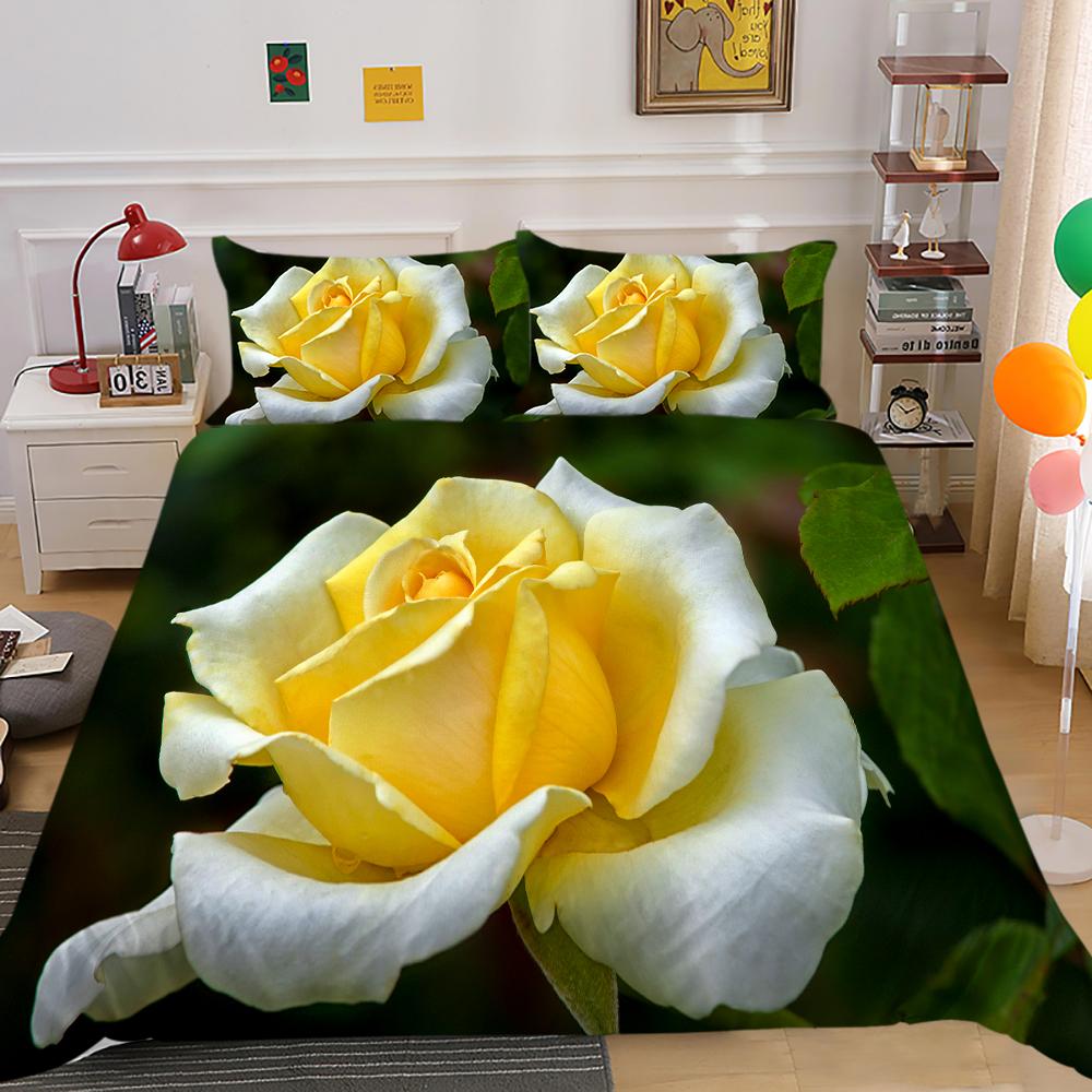 Домашнее постельное белье в цветочном стиле ко Дню святого Валентина, комплект пуховых пододеяльников, пододеяльник для спальни, наволочка, полноразмерное постельное белье для односпальной/двуспальной кровати