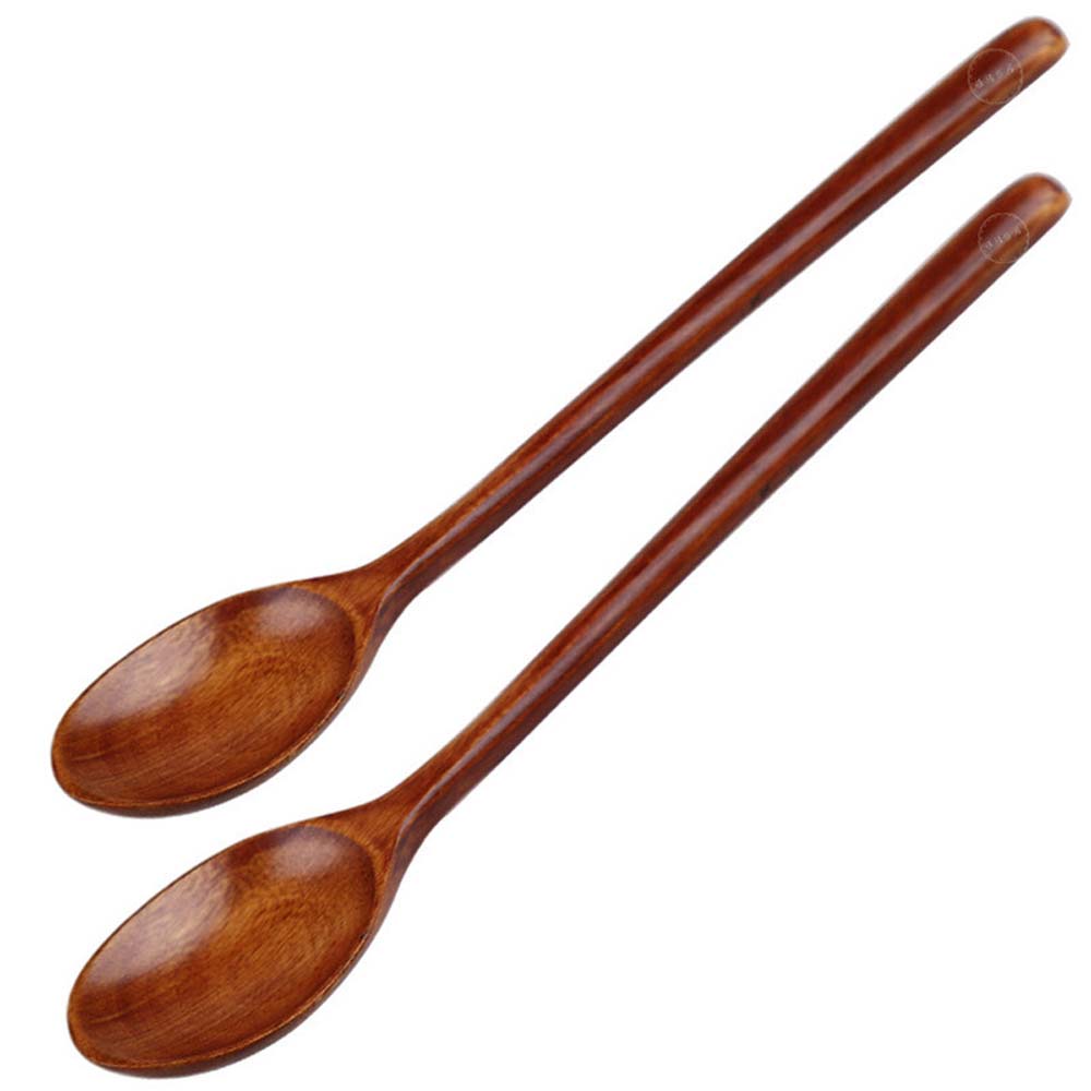 Long Handle Flatware Mixing Ellipse Wooden Spoons Soup Spoons Kitchen Utensil Cooking Supplies
