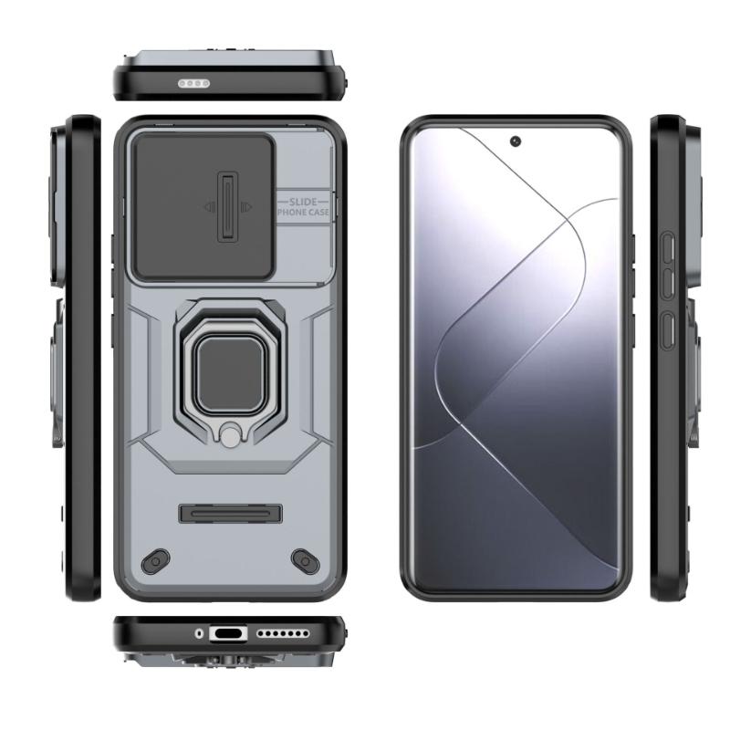 Для Xiaomi 14 Pro 14Pro 5g задняя крышка противоударный бронированный чехол кольцо слайдер объектив камеры защита магнитный держатель подставка телефон чехлы