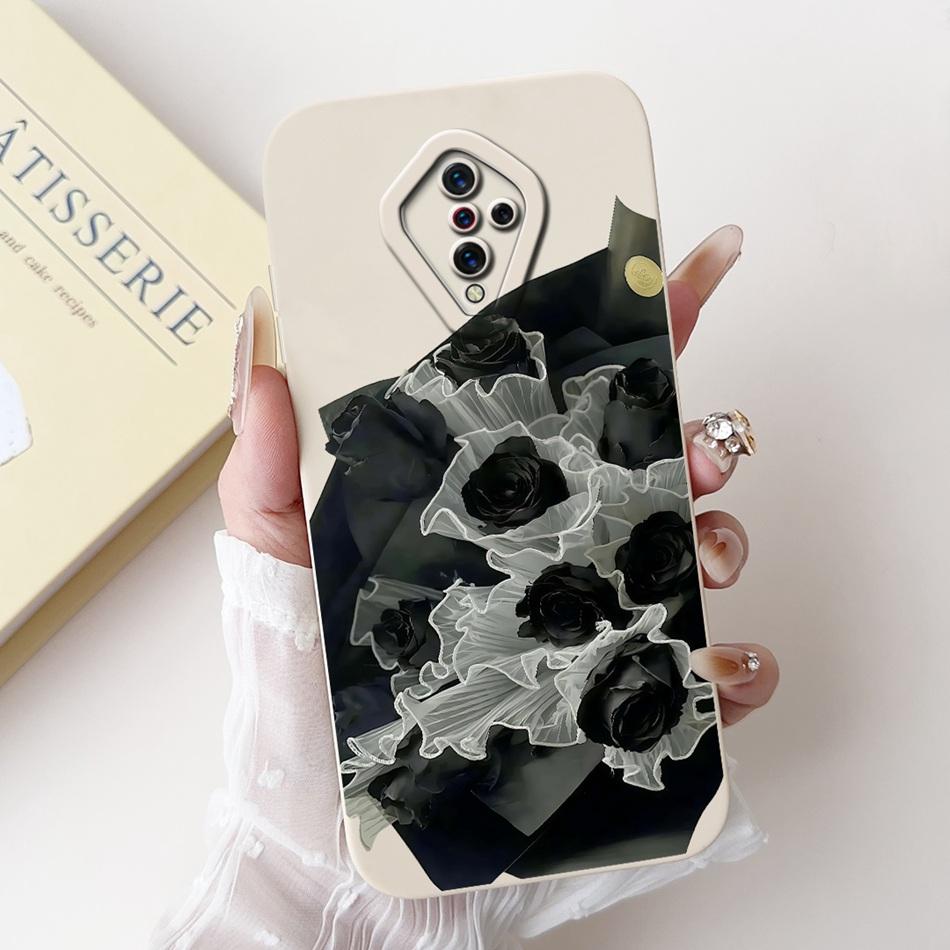 For Vivo S1 Pro (1920) / S1 (1907) Beautiful Bow Rose Painting Phone Case For Vivo S1 S1Pro Soft Silicone Shockproof Cases