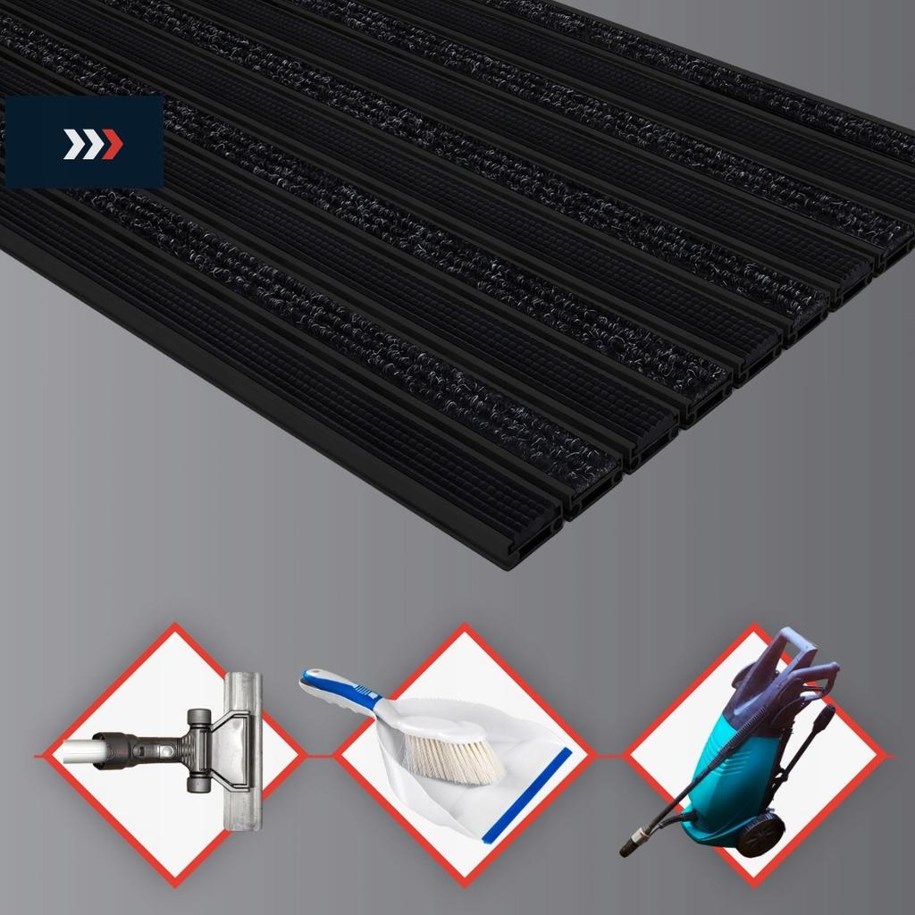 Polentex Premium Black Doormat Combi Standard 17 Rubber-Grips 80X50 Frame