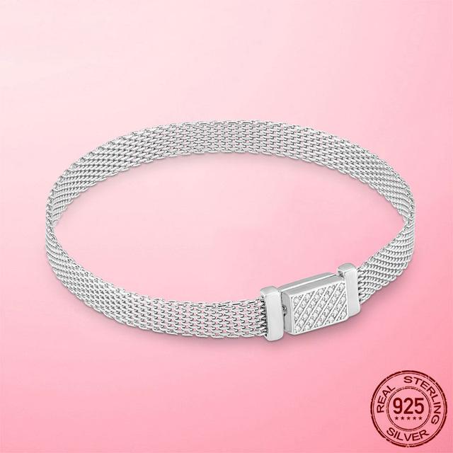 Bracelet 925 Silver & Rose Gold Cubic Zircon Clasp Reflection Bracelet for Women Bracelet Silver Jewelry