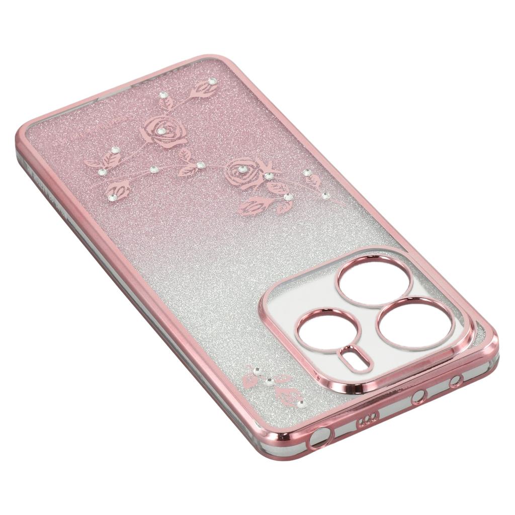 KADEM For Xiaomi Redmi Note 14 5G Case Flower Pattern TPU Gradient Phone Cover with Lanyards