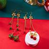 Festive Red & Green Bell Tassel Earrings - Stylish Alloy Design for Women