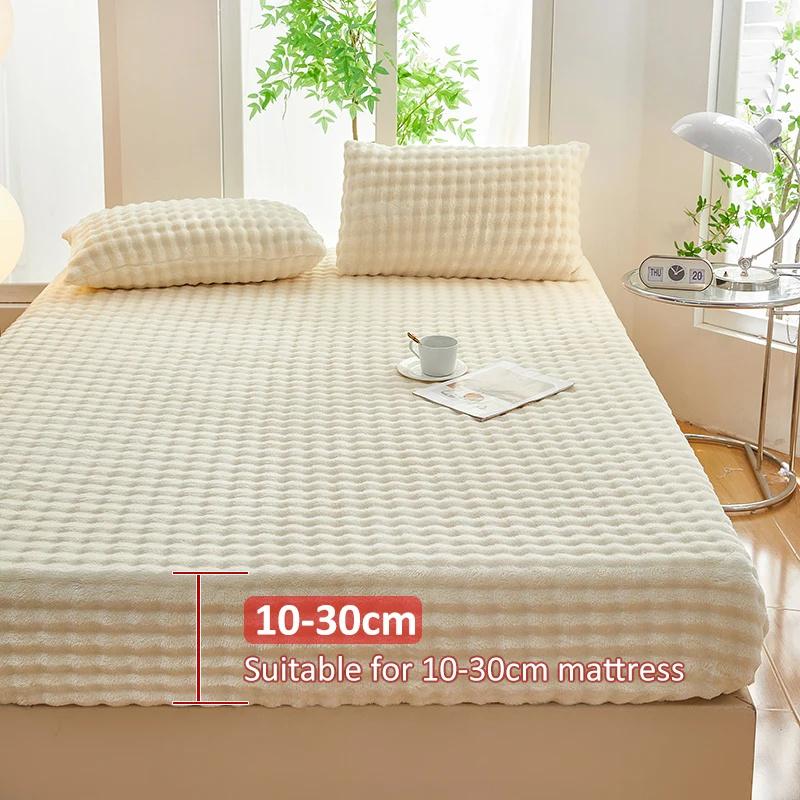 Зимняя постель, теплая простыня на резинке, постельное белье, чехол для матраса, утолщенная плюшевая эластичная простыня, зимнее коралловое флисовое роскошное покрывало для двуспальной кровати