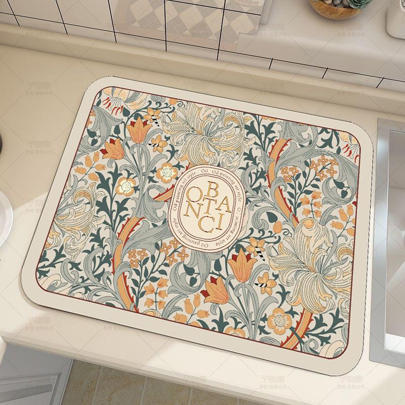 Грязепоглощающий быстросохнущий термостойкий нескользящий коврик для посуды Коврик для сушки посуды Коврик для столовых приборов Кофейный коврик