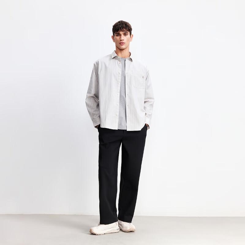 Jack&Jones Мужская полосатая рубашка с длинным рукавом и отложным воротником