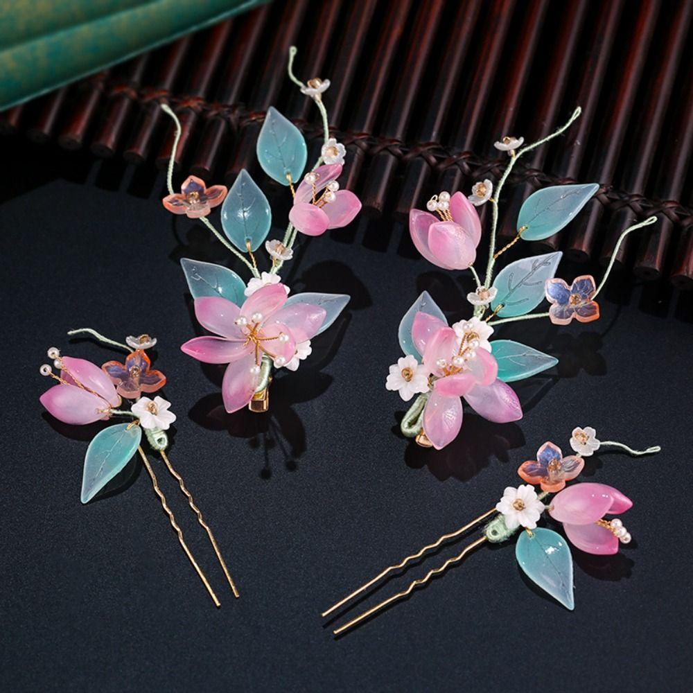 Tassel Hanfu Hair Stick Pearl Flower Hair Comb Chinese Style Hairpin Set Hairstyle Design Tool