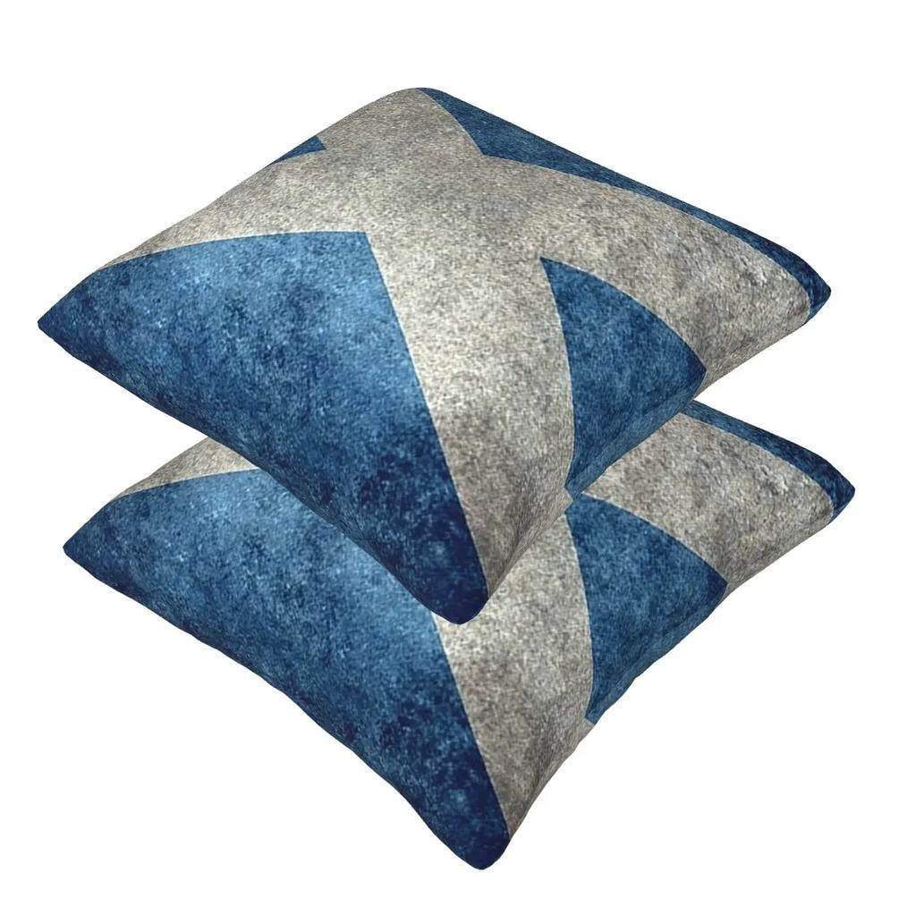 Flag Of Scotland Grungy Vintage Version 2 Pcs Square Pillowcase Pillow Cover Cushion Comfort Throw Pillow For Home Living Room