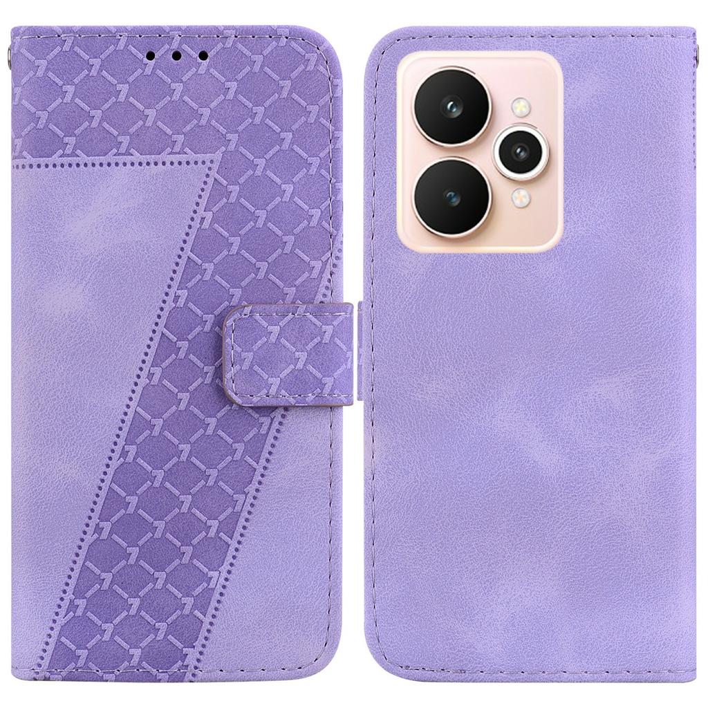 For Realme 15 Pro 5G/15 5G Stand Case 7-Shaped Pattern Imprint Leather Phone Cover with Strap
