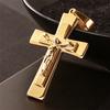 Men's Necklace Big Cross Pendant & Chain Mens Gold Color Stainless Steel Christian Necklaces Male Iced Out Bling Jewelry