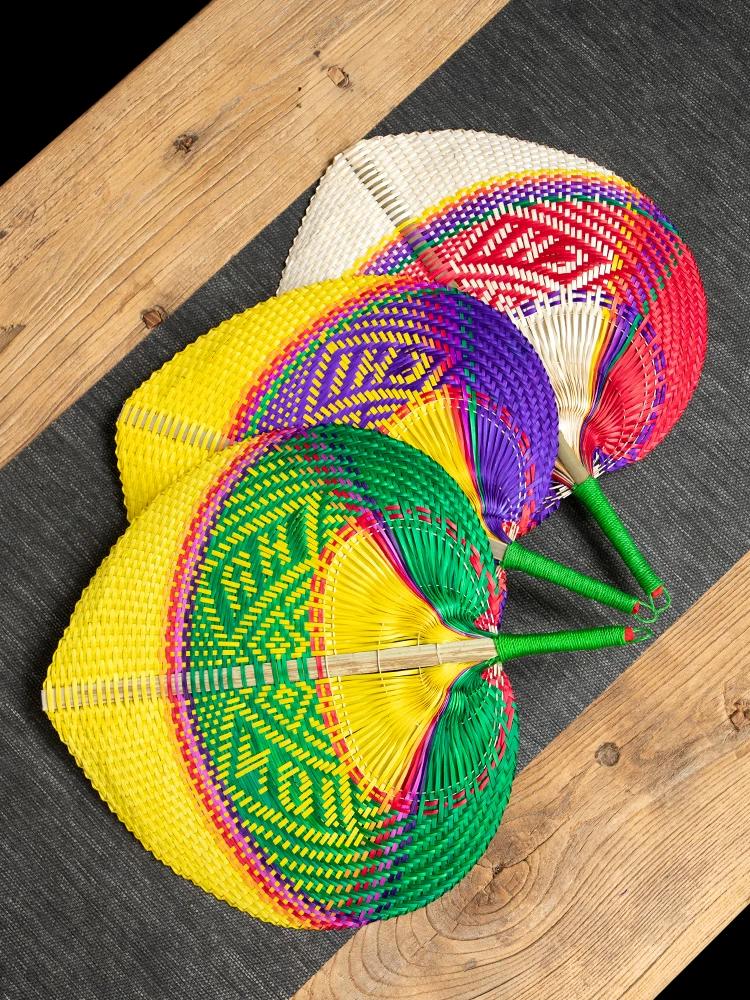 Handmade Bamboo Fan Color Fan Summer Durable Woven Old-Fashioned Large Fan Banana Chinese Ancient Style Portable Cattail Fan