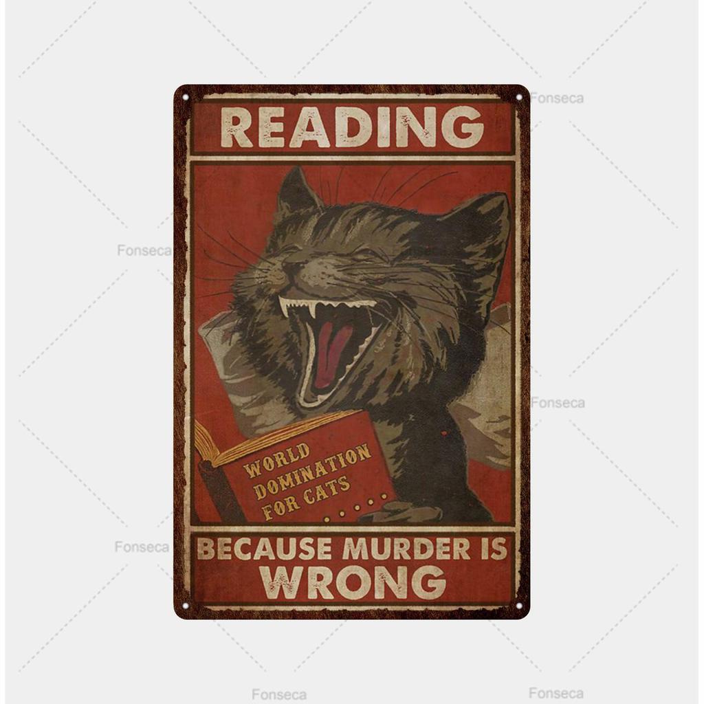Вывеска с изображением кошек, расписная металлическая вывеска для комнаты, декорированный бар, настенный постер, жестяная банка, винтажное ощущение ржавчины, напиток, железная тарелка, украшение для отеля с пивом