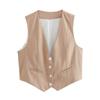 Spring and Summer New Women's Clothing Minimalist Style V Neck Sleeveless Decorated Row Button Short Candy Color Vest Jacket 2347888
