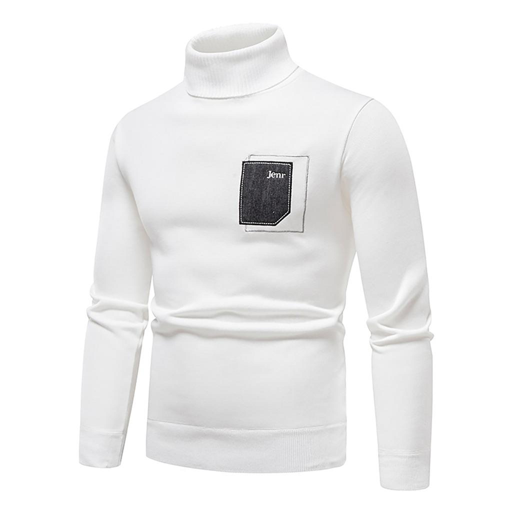 Men's Sweater High Neck Sweater Solid Color Slim Bottoming Sweater