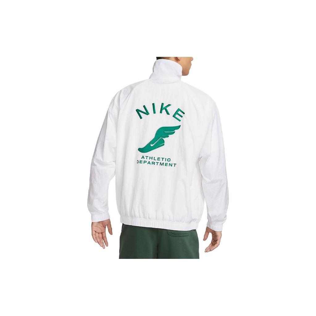 Nike Embroidered Logo Print Woven Jacket Long Sleeve Men Outerwear White FN7233-100