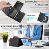 Samsung Z Flip7 Wireless Charging Phone Case with Magnetic Tri-fold Card Holder, Leather Sticker, Velvet Inner, 6-Level Protection.