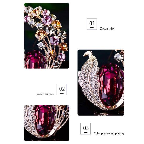 Women Brooch Faux Crystal Decor Anti-slip Wear-resistant Suit Coat Collar Hat Scarf Decoration Clothes Pin Prom Party Garment Jewelry