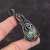 Кулон с бирюзой Кингман, обернутый медной проволокой, кулон с драгоценным камнем, многослойный кулон из меди и бирюзы, удивительные медные украшения, кулон ручной работы
