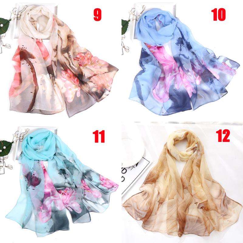 40 цветов, новый длинный шелковый атласный женский шарф с принтом, винтажный универсальный солнцезащитный пляжный шаль, шарф